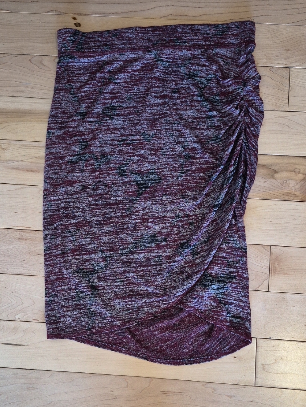 Wilfred Free Women's Size Medium Marled Burgundy Ruched Side Midi Skirt